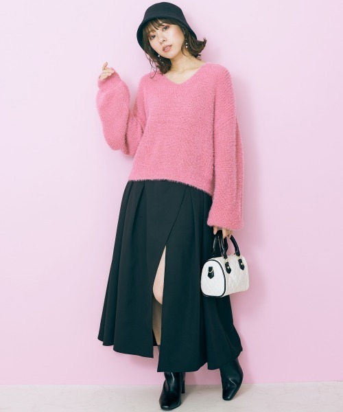 marun(マルン)の「<大きいサイズ> シャギーニットトップス marun(ニット/セーター・レディース・オフホワイト/ピンク系・3L/4L/LL/L/5L)」の22枚目の写真