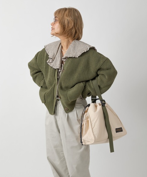 PENDLETON（ペンドルトン）の「PENDLETON× MARIE INABA コラボ DRAW 2WAY BAG（ハンドバッグ・レディース・オリーブ/ブラック/オフホワイト・F）」の4枚目の写真