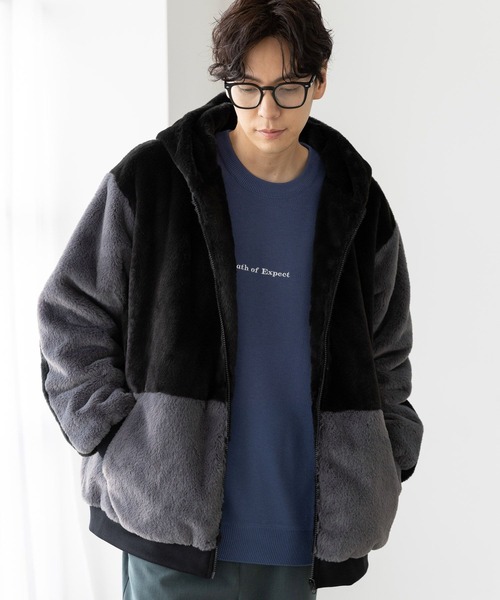 LAKOLE（ラコレ）の「スムースファーフードブルゾン / 967928（ブルゾン・メンズ・ホワイト/セージグリーン/グレー・X-LARGE/LARGE/MEDIUM）」の3枚目の写真