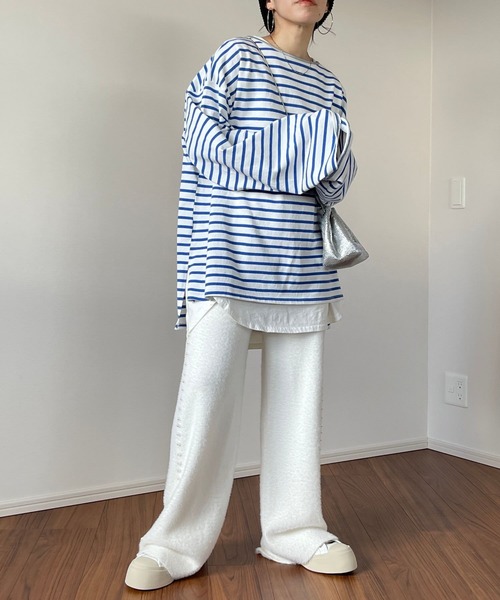 【thetoe】CHÂTELET KNIT PANTS ニットパンツ wee9s（ウィークス）の「pearl line shaggy knit pants / パール