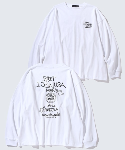 Mark Gonzales(マーク・ゴンザレス)の「【Mark Gonzales/マーク ゴンザレス】アートワークデザイン ビッグシルエットロングスリーブシャツ(Tシャツ/カットソー・メンズ・ブラック系1/ベージュ系2/ブラック系3/ブルー系3/ブルー系1/ホワイト系1/ホワイト系2/ベージュ系1/ブラック系2/ブルー系2/ホワイト系3/ベージュ系3・M/L/XL)」の3枚目の写真