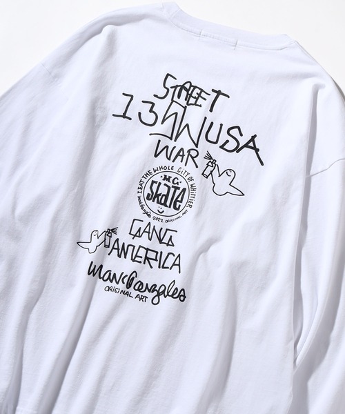 Mark Gonzales(マーク・ゴンザレス)の「【Mark Gonzales/マーク ゴンザレス】アートワークデザイン ビッグシルエットロングスリーブシャツ(Tシャツ/カットソー・メンズ・ブラック系1/ベージュ系2/ブラック系3/ブルー系3/ブルー系1/ホワイト系1/ホワイト系2/ベージュ系1/ブラック系2/ブルー系2/ホワイト系3/ベージュ系3・M/L/XL)」の20枚目の写真