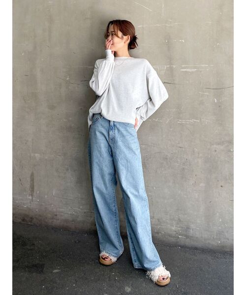 Ungrid（アングリッド）の「【WEB限定】スリーブボリュームワッフルロングスリーブTee（Tシャツ/カットソー・レディース・チャコールグレー/ネイビー/アイボリー/ブルー/レッド・FREE）」の7枚目の写真