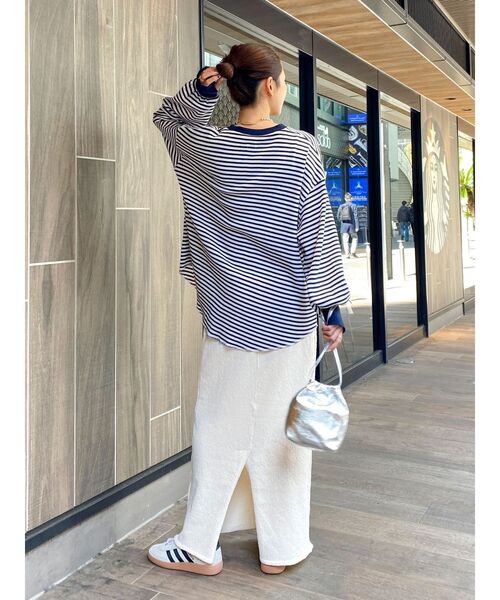 Ungrid（アングリッド）の「【WEB限定】スリーブボリュームワッフルロングスリーブTee（Tシャツ/カットソー・レディース・チャコールグレー/ネイビー/アイボリー/ブルー/レッド・FREE）」の9枚目の写真