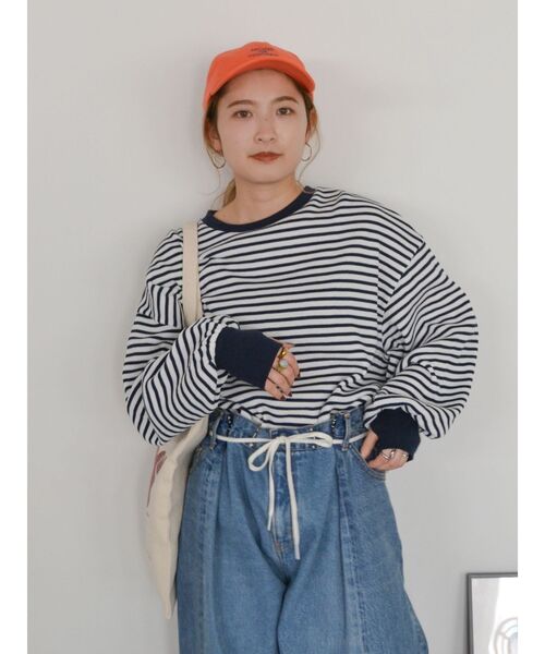 Ungrid（アングリッド）の「【WEB限定】スリーブボリュームワッフルロングスリーブTee（Tシャツ/カットソー・レディース・チャコールグレー/ネイビー/アイボリー/ブルー/レッド・FREE）」の15枚目の写真