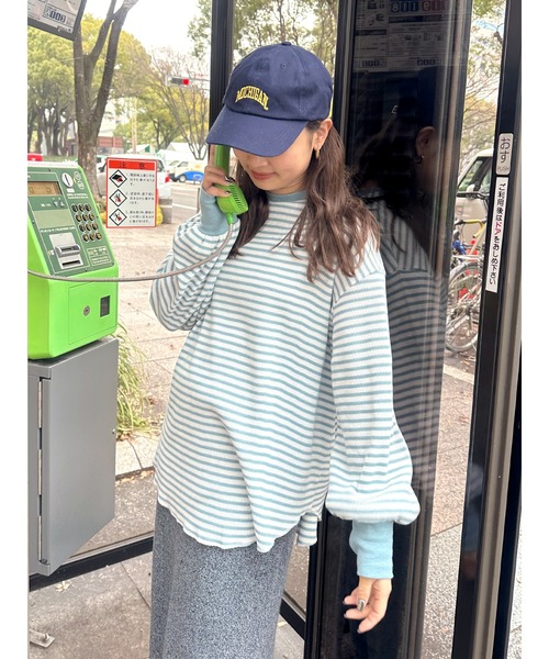 Ungrid（アングリッド）の「【WEB限定】スリーブボリュームワッフルロングスリーブTee（Tシャツ/カットソー・レディース・チャコールグレー/ネイビー/アイボリー/ブルー/レッド・FREE）」の5枚目の写真