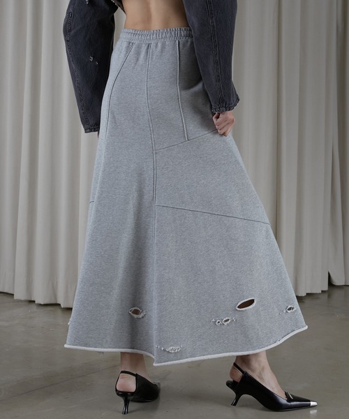 PRANK PROJECT（プランクプロジェクト）の「スウェットマキシスカート / Sweatshirt Maxi Skirt（スカート・レディース・グレー/チャコールグレー/ブラック・36/38）」の13枚目の写真