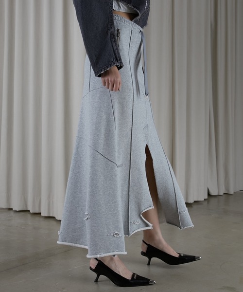 PRANK PROJECT（プランクプロジェクト）の「スウェットマキシスカート / Sweatshirt Maxi Skirt（スカート・レディース・グレー/チャコールグレー/ブラック・36/38）」の14枚目の写真