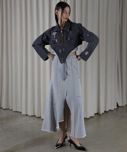 PRANK PROJECT（プランクプロジェクト）の「スウェットマキシスカート / Sweatshirt Maxi Skirt（スカート・レディース・グレー/チャコールグレー/ブラック・36/38）」の7枚目の写真