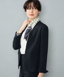 NOLLEY’S | 《セットアップ対応》ウォッシャブルストレッチダブルクロスVネックジャケット(ノーカラージャケット)