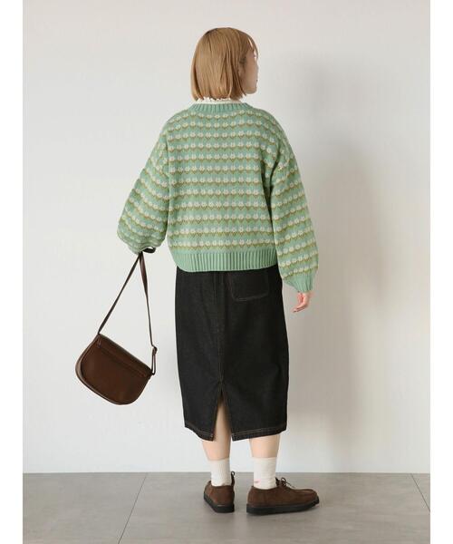 ehka sopo（エヘカソポ）の「花柄ジャカードプルオーバー（ニット/セーター・レディース・チャコールグレー/キナリ/ミント/ベージュ・F）」の15枚目の写真