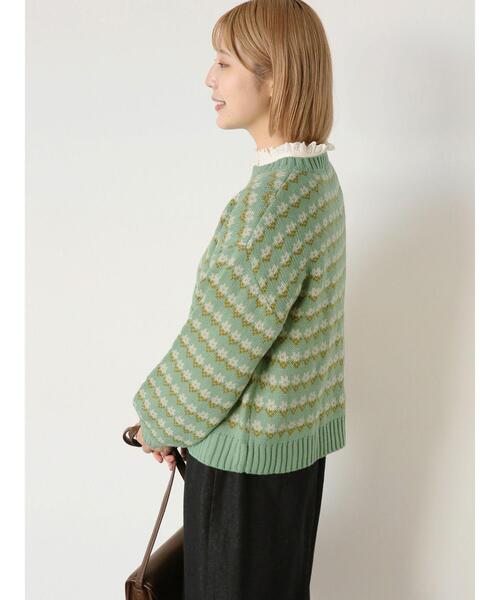 ehka sopo（エヘカソポ）の「花柄ジャカードプルオーバー（ニット/セーター・レディース・チャコールグレー/キナリ/ミント/ベージュ・F）」の16枚目の写真