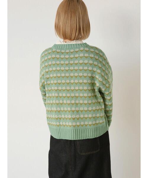 ehka sopo（エヘカソポ）の「花柄ジャカードプルオーバー（ニット/セーター・レディース・チャコールグレー/キナリ/ミント/ベージュ・F）」の17枚目の写真