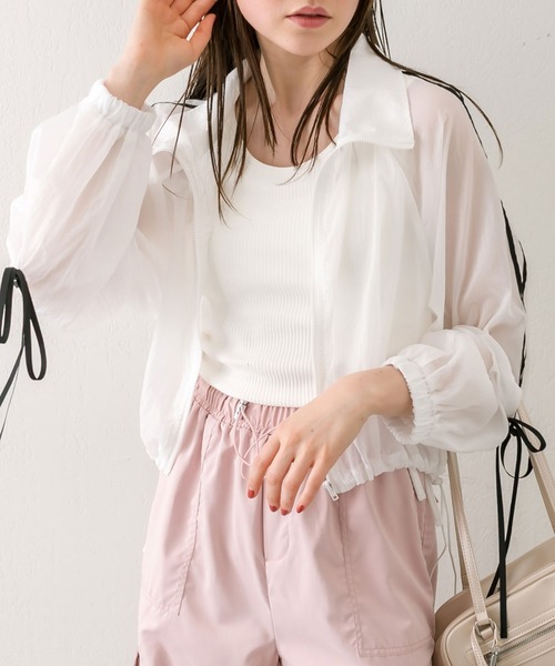 OLIVE des OLIVE(オリーブデオリーブ)の「リボンラインシアブルゾン 1041070130(ブルゾン・レディース・ブラック/グレー/オフホワイト・FREE)」の2枚目の写真