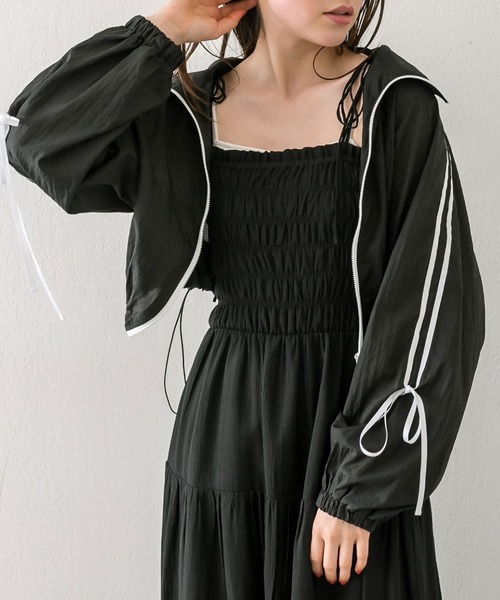 OLIVE des OLIVE(オリーブデオリーブ)の「リボンラインシアブルゾン 1041070130(ブルゾン・レディース・ブラック/グレー/オフホワイト・FREE)」の3枚目の写真