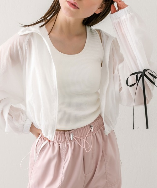 OLIVE des OLIVE(オリーブデオリーブ)の「リボンラインシアブルゾン 1041070130(ブルゾン・レディース・ブラック/グレー/オフホワイト・FREE)」の6枚目の写真