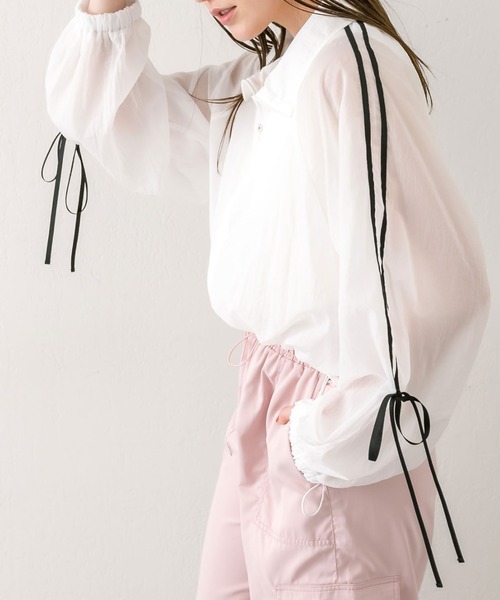 OLIVE des OLIVE(オリーブデオリーブ)の「リボンラインシアブルゾン 1041070130(ブルゾン・レディース・ブラック/グレー/オフホワイト・FREE)」の7枚目の写真