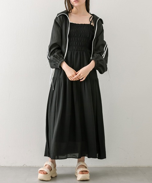 OLIVE des OLIVE(オリーブデオリーブ)の「リボンラインシアブルゾン 1041070130(ブルゾン・レディース・ブラック/グレー/オフホワイト・FREE)」の4枚目の写真