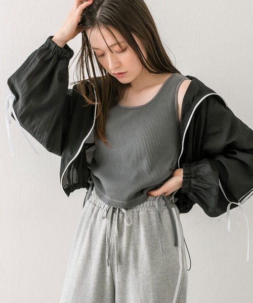 OLIVE des OLIVE(オリーブデオリーブ)の「リボンラインシアブルゾン 1041070130(ブルゾン・レディース・ブラック/グレー/オフホワイト・FREE)」の12枚目の写真