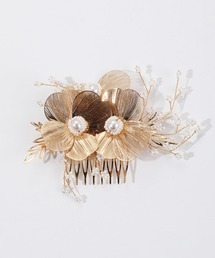 Lace Ladies（レースレディース）の「3D メタリック フラワー パール ヘア コーム（その他ヘアアクセサリー）」