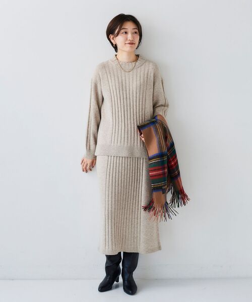 le.coeur blanc(ルクールブラン)の「Iラインリブデザインニットスカート(スカート・レディース・ブラウン/ベージュ・38)」の16枚目の写真