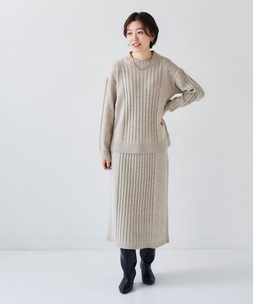 le.coeur blanc(ルクールブラン)の「Iラインリブデザインニットスカート(スカート・レディース・ブラウン/ベージュ・38)」の19枚目の写真