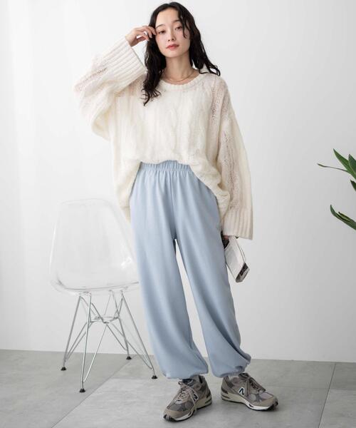 WEGO（ウィゴー）の「WEGO/スウェットジョガーパンツ（スウェットパンツ・レディース・杢グレー/ブラック/アイボリー/サックスブルー/ライトピンク・MEDIUM/SMALL）」の9枚目の写真