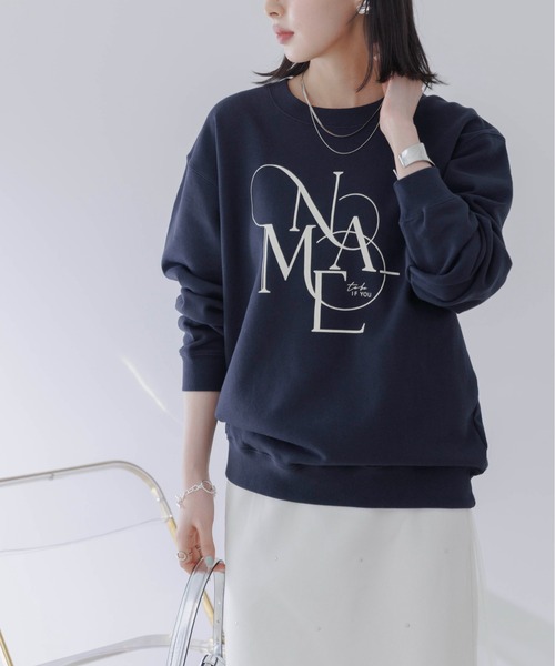 Eimee Law(エイミーロウ)の「NAMEラバースウェット(スウェット・レディース・オフホワイト/ネイビー・38)」の13枚目の写真