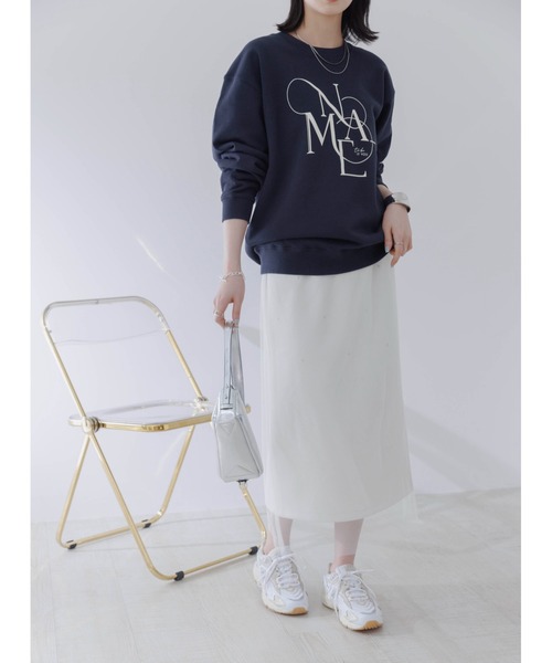 Eimee Law(エイミーロウ)の「NAMEラバースウェット(スウェット・レディース・オフホワイト/ネイビー・38)」の9枚目の写真