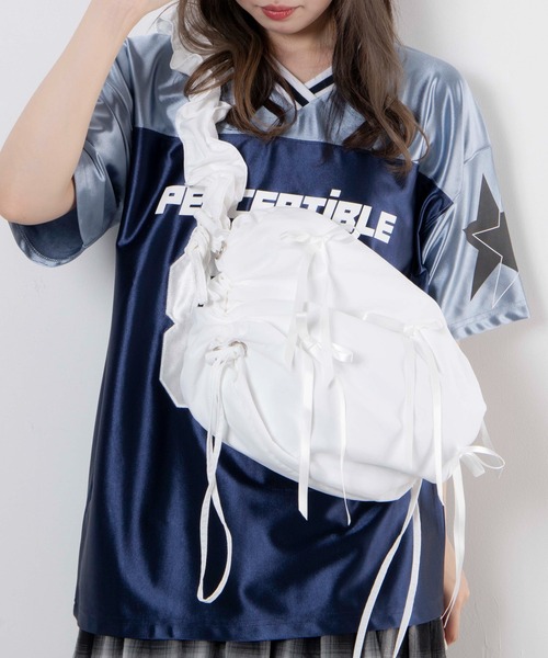 WEGO（ウィゴー）の「WEGO/ドロストギャザーショルダー（ショルダーバッグ・レディース・ホワイト/シルバー/ブラック系その他/ブラック/その他1/その他2/ホワイト系その他/ライトインディゴブルー/その他3/その他4/その他6/その他5・FREE）」の11枚目の写真