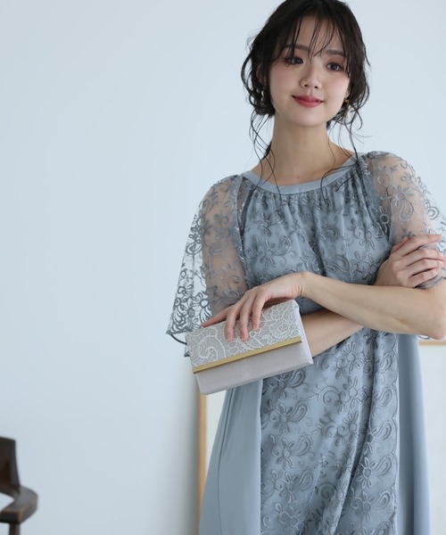PourVous(プールヴー)の「サテン レース ミニバッグ 結婚式 同窓会 オケージョン お呼ばれ (クラッチバッグ・レディース・ブラック/シルバー/ゴールド・FREE)」の16枚目の写真