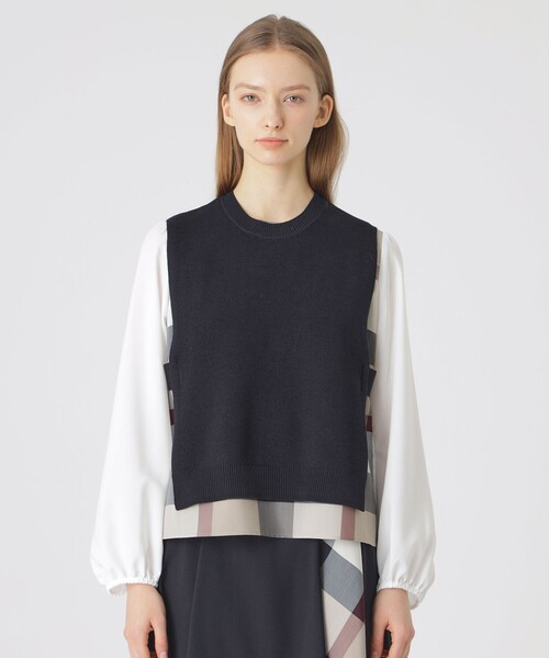 BLUE LABEL CRESTBRIDGE - 【難あり】ブルーレーベルクレストブリッジ☆透かし編みニットベストセットアップ BLUE LABEL CRESTBRIDGE（ブルーレーベルクレストブリッジ）の