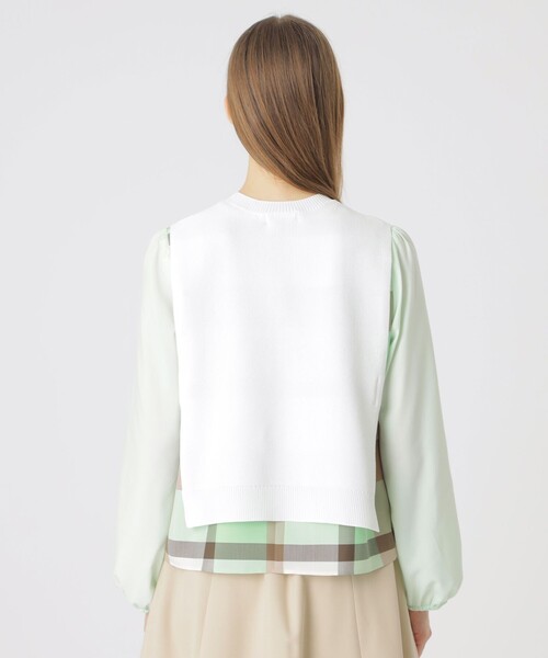 【新品】ブルーレーベル　ベージュクレストブリッジチェックティアードトップス日本製 By the seaside｜BLUE LABEL CRESTBRIDGE(ブルーレーベル