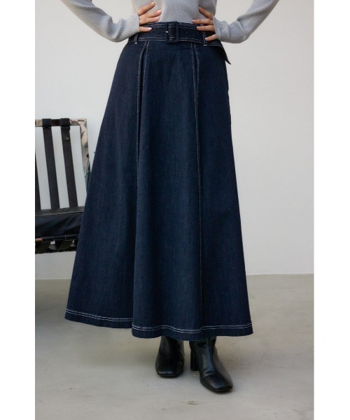 AZUL by moussy（アズールバイマウジー）の「ボックスプリーツデニムスカート（スカート・レディース・ライトブラック/ワンウォッシュ・SMALL/MEDIUM）」の13枚目の写真