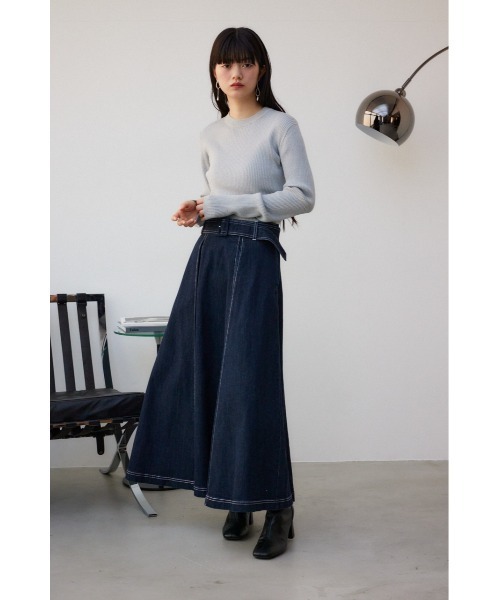 AZUL by moussy（アズールバイマウジー）の「ボックスプリーツデニムスカート（スカート・レディース・ライトブラック/ワンウォッシュ・SMALL/MEDIUM）」の15枚目の写真