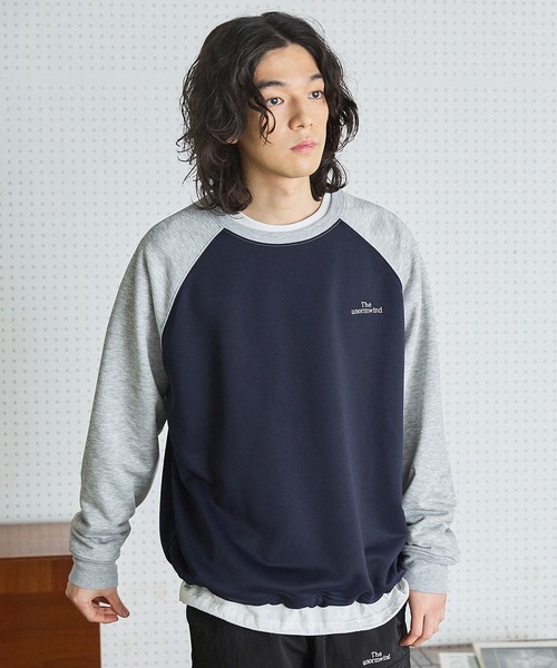 The unormwind(ザアンノームワインド)の「【セットアップ対応】ブランド刺繍ロゴ裾ドローコードラグラン配色長袖アーバンスウェット(スウェット・メンズ・ネイビー/杢グレー/カーキ/ブラック・XL/L/M/S)」の1枚目の写真