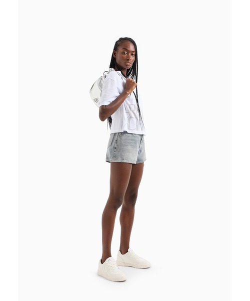 ARMANI EXCHANGE（アルマーニエクスチェンジ）の「【A|X アルマーニ エクスチェンジ】デザインロゴ　半袖クルーネッククロップドTシャツ/CROPPED（Tシャツ/カットソー・レディース・ホワイト系その他/ブラック・SMALL/MEDIUM/LARGE/X-SMALL）」の9枚目の写真
