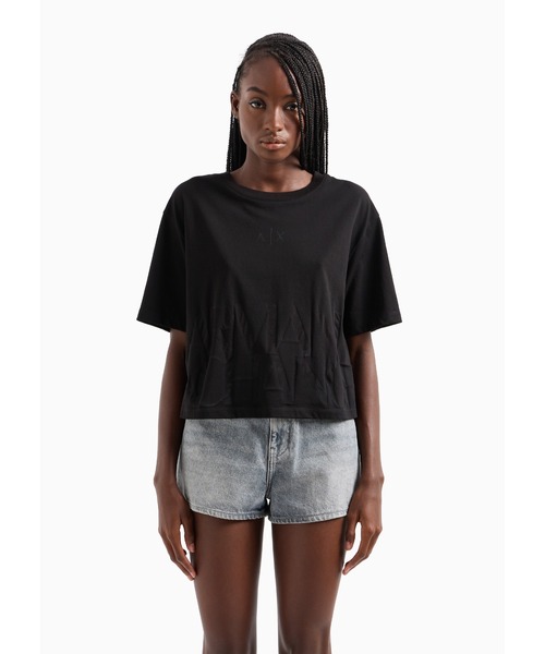 ARMANI EXCHANGE（アルマーニエクスチェンジ）の「【A|X アルマーニ エクスチェンジ】デザインロゴ　半袖クルーネッククロップドTシャツ/CROPPED（Tシャツ/カットソー・レディース・ホワイト系その他/ブラック・SMALL/MEDIUM/LARGE/X-SMALL）」の11枚目の写真