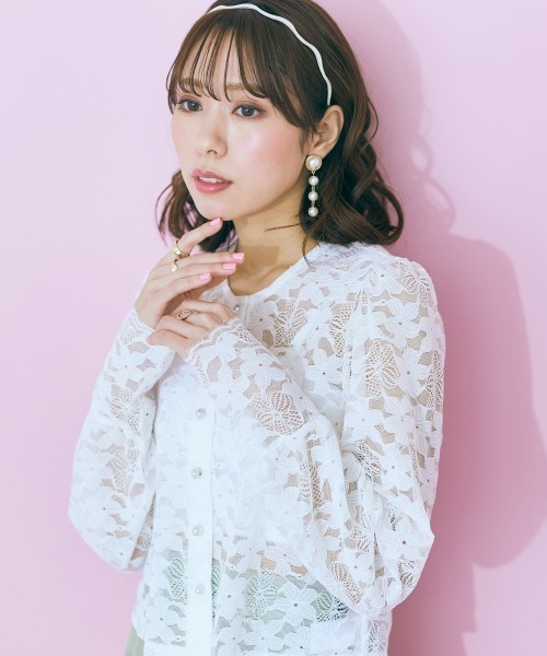 marun（マルン）の「＜大きいサイズ＞ レースカーディガン marun（カーディガン/ボレロ・レディース・オフホワイト/ブラック・L/5L/4L/3L/LL）」の14枚目の写真