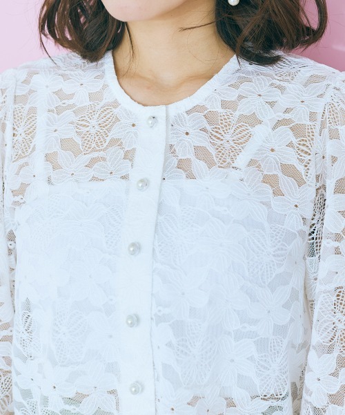 marun（マルン）の「＜大きいサイズ＞ レースカーディガン marun（カーディガン/ボレロ・レディース・オフホワイト/ブラック・L/5L/4L/3L/LL）」の5枚目の写真