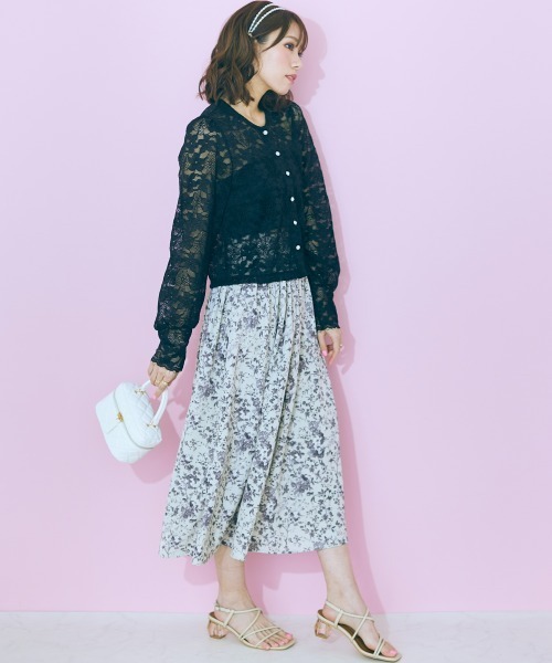 marun（マルン）の「＜大きいサイズ＞ レースカーディガン marun（カーディガン/ボレロ・レディース・オフホワイト/ブラック・L/5L/4L/3L/LL）」の4枚目の写真