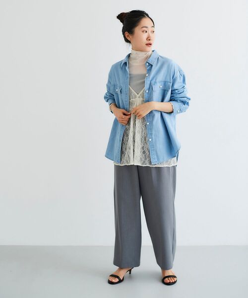 le.coeur blanc（ルクールブラン）の「サイドバックルベルトタックパンツ（その他パンツ・レディース・グレー/ベージュ/ブラック・38/36）」の7枚目の写真