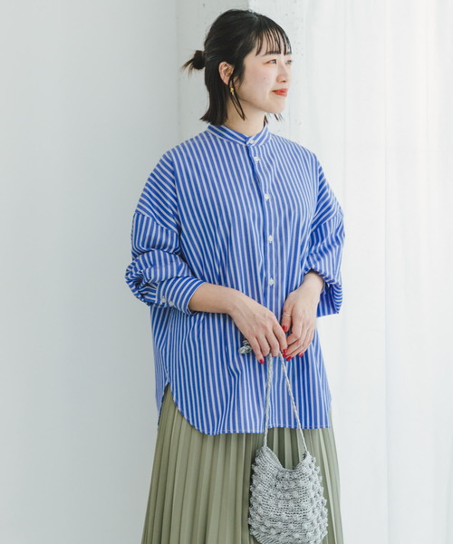 ITEMS URBANRESEARCH（アイテムズ アーバンリサーチ）の「バンドカラービッグシャツ（シャツ/ブラウス・レディース・ライトブルー/ブルー/ホワイト・FREE）」の3枚目の写真