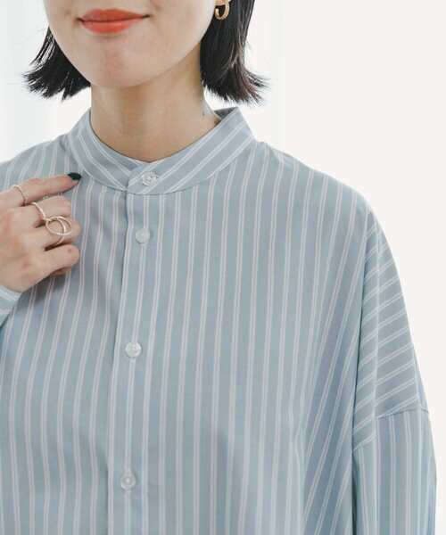 ITEMS URBANRESEARCH（アイテムズ アーバンリサーチ）の「バンドカラービッグシャツ（シャツ/ブラウス・レディース・ライトブルー/ブルー/ホワイト・FREE）」の5枚目の写真