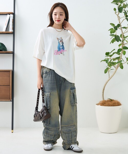 PUBLUX（パブリュクス）の「Bohemian Chop/ボヘミアンチョップ パーカーDOG アニマルプリントTシャツ　限定展開（Tシャツ/カットソー・レディース・オフホワイト/チャコールグレー/ピンク・S/M/L）」の21枚目の写真