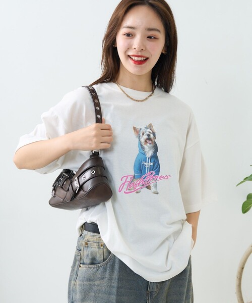 PUBLUX（パブリュクス）の「Bohemian Chop/ボヘミアンチョップ パーカーDOG アニマルプリントTシャツ　限定展開（Tシャツ/カットソー・レディース・オフホワイト/チャコールグレー/ピンク・S/M/L）」の19枚目の写真