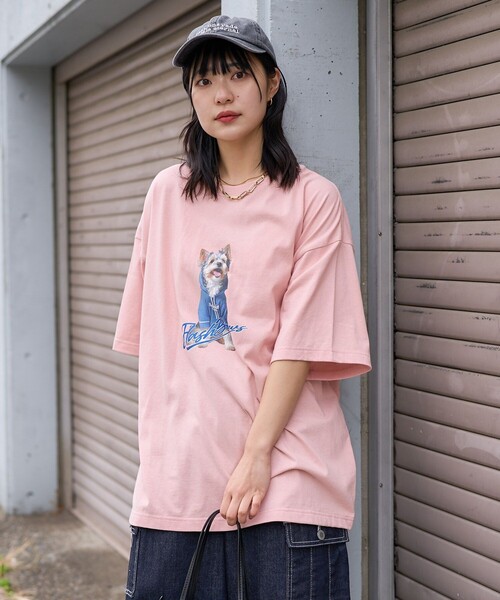 PUBLUX（パブリュクス）の「Bohemian Chop/ボヘミアンチョップ パーカーDOG アニマルプリントTシャツ　限定展開（Tシャツ/カットソー・レディース・オフホワイト/チャコールグレー/ピンク・S/M/L）」の13枚目の写真