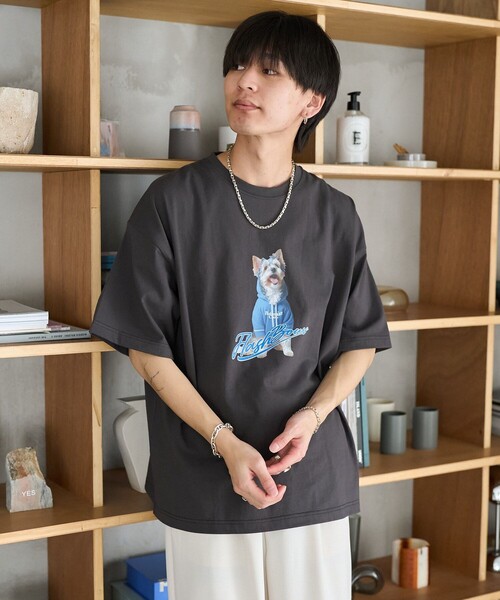 PUBLUX（パブリュクス）の「Bohemian Chop/ボヘミアンチョップ パーカーDOG アニマルプリントTシャツ　限定展開（Tシャツ/カットソー・レディース・オフホワイト/チャコールグレー/ピンク・S/M/L）」の11枚目の写真