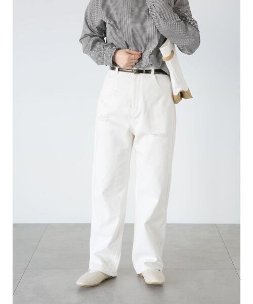 Lugnoncure（ルノンキュール）の「ダメージデニムパンツ（その他パンツ・レディース・ブラック/オフホワイト/ブルー・S/M/L）」の3枚目の写真