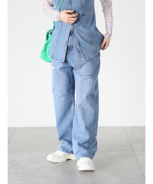 Lugnoncure（ルノンキュール）の「ダメージデニムパンツ（その他パンツ・レディース・ブラック/オフホワイト/ブルー・S/M/L）」の6枚目の写真